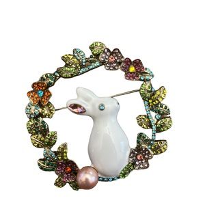 Heidi Daus Some Bunny Special Crystal Enamel Pin Brooch
